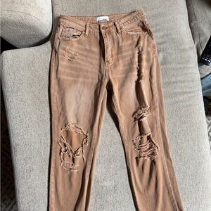 Levi's Women's Distressed Tan Flare Jeans